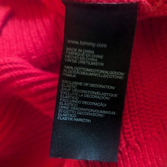 Tommy Hilfiger 100% Cotton Red Cowl Turtle Neck Knit Sweater Medium - Picture 4 of 4